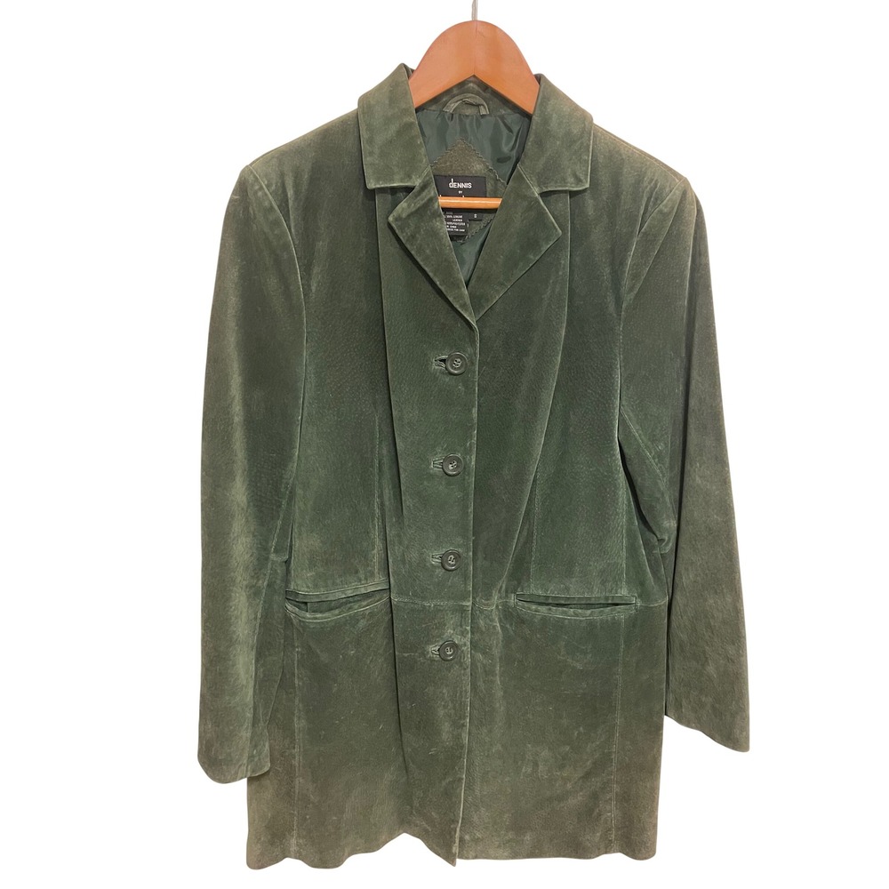 Green Suede Jacket Coat Vintage Dennis by Dennis Basso Size Small